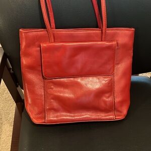 Hidesign Womens Red Leather Tote Bag